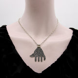 Vintage Berber Hand of Fatima/ Hamsa Sterling Silver Pendant with Abstract Motif Pendant Kirsten's Corner