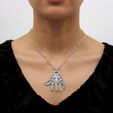 Vintage Berber Hand of Fatima/ Hamsa Sterling Silver Pendant with Abstract Motif Pendant Kirsten's Corner