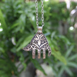 Vintage Berber Hand of Fatima/ Hamsa Sterling Silver Pendant with Abstract Motif Pendant Kirsten's Corner