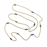 Victorian 14K Gold Amethyst Nephrite Jade and Rock Crystal Station Chain Kirsten's Corner