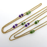 Victorian 14K Gold Amethyst Nephrite Jade and Rock Crystal Station Chain Kirsten's Corner