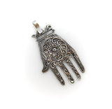 Vintage Berber Hand of Fatima/ Hamsa Sterling Silver Pendant with Central Flower Motif Pendant, Charm Kirsten's Corner