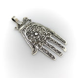 Vintage Berber Hand of Fatima/ Hamsa Sterling Silver Pendant with Central Flower Motif Pendant, Charm Kirsten's Corner