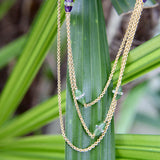Victorian 14K Gold Amethyst Nephrite Jade and Rock Crystal Station Chain Kirsten's Corner