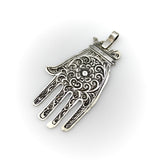 Vintage Berber Hand of Fatima/ Hamsa Sterling Silver Pendant with Central Flower Motif Pendant, Charm Kirsten's Corner