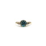 14K Gold Art Deco Zircon and Diamond Solitaire Ring Ring Kirsten's Corner