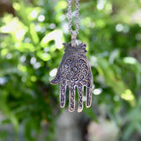 Vintage Berber Hand of Fatima/ Hamsa Sterling Silver Pendant with Central Flower Motif Pendant, Charm Kirsten's Corner