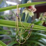 Victorian 14K Gold Amethyst Nephrite Jade and Rock Crystal Station Chain Kirsten's Corner