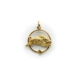 Edwardian 18K Gold Truffle-Hunting Boar Pendant pendant, Charm Kirsten's Corner
