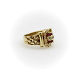 Vintage 18K Gold Diamond and Ruby Buckle Ring ring Kirsten's Corner