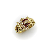 Vintage 18K Gold Diamond and Ruby Buckle Ring ring Kirsten's Corner