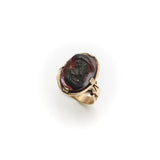 14K Rose Gold Deep Red Agate Cameo Ring Ring Kirsten's Corner