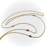 10K Gold Long Chain with Oblong and Purple Paste Stations Chain Kirsten's Corner