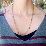 Victorian 14K Gold Amethyst Nephrite Jade and Rock Crystal Station Chain Kirsten's Corner