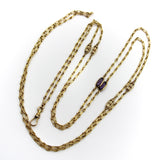 10K Gold Long Chain with Oblong and Purple Paste Stations Chain Kirsten's Corner