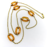 14K Gold and Amber Glass Oval Link station Necklace Chain Necklace Kirsten's Corner Jewelry