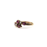 14K Gold Victorian Era Ruby and Pearl Bypass Ring Ring Kirsten's Corner