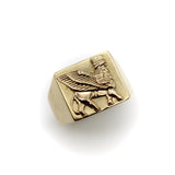 Vintage 18K Gold Lamassu Men’s Signet Ring Kirsten's Corner