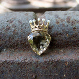 Vintage 9K Gold Smoky Quartz Crowned Heart Pendant Pendant Kirsten's Corner