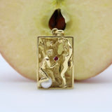 Vintage 14K Gold Figural Adam and Eve Pendant with Ruby and Pearl Pendant Kirsten's Corner