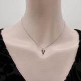 Retro Platinum World War II V for Victory Ruby Pendant Charm