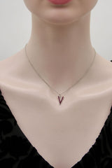 Retro Platinum World War II V for Victory Ruby Pendant Charm Pendant, Charm Kirsten's Corner