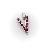 Retro Platinum World War II V for Victory Ruby Pendant Charm Pendant, Charm Kirsten's Corner