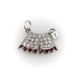 Art Deco Platinum Diamond and Ruby Chastity Belt Knickers Pendant or Charm Pendant, Charm Kirsten's Corner