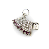Art Deco Platinum Diamond and Ruby Chastity Belt Knickers Pendant or Charm Pendant, Charm Kirsten's Corner