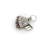 Art Deco Platinum Diamond and Ruby Chastity Belt Knickers Pendant or Charm Pendant, Charm Kirsten's Corner