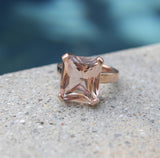 Vintage 14K Rose Gold Emerald Cut Morganite Ring Kirsten's Corner