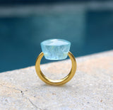 22K Gold Marie-Hélène de Taillac Milky Aquamarine Cabochon Ring jewelry Kirsten's Corner