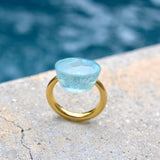 22K Gold Marie-Hélène de Taillac Milky Aquamarine Cabochon Ring jewelry Kirsten's Corner