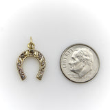Victorian 14K Gold with Silver Front Diamond Horseshoe Charm or Pendant Pendant, Charm Kirsten's Corner