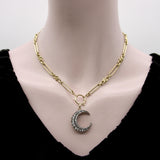 Early Victorian Silver Front 14K Gold Back Old Mine Cut Diamond Crescent Moon Pendant Pendant Kirsten's Corner