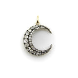 Early Victorian Silver Front 14K Gold Back Old Mine Cut Diamond Crescent Moon Pendant Pendant Kirsten's Corner