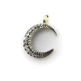Victorian Silver Front 14K Gold Back Old Mine Cut Diamond Crescent Moon Pendant