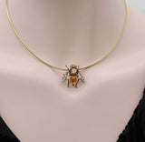 Victorian 18K Gold Citrine Diamond and Amber Bee Pin Kirsten's Corner