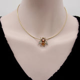Victorian 18K Gold Citrine Diamond and Amber Bee Pin Kirsten's Corner