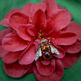 Victorian 18K Gold Citrine Diamond and Amber Bee Pin Kirsten's Corner