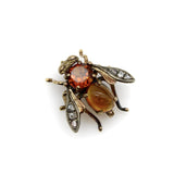 Victorian 18K Gold Citrine Diamond and Amber Bee Pin Kirsten's Corner