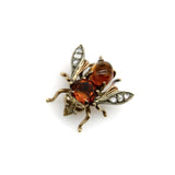 Victorian 18K Gold Citrine Diamond and Amber Bee Pin Kirsten's Corner