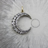 Early Victorian Silver Front 14K Gold Back Old Mine Cut Diamond Crescent Moon Pendant Pendant Kirsten's Corner