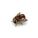 Victorian 18K Gold Citrine Diamond and Amber Bee Pin Kirsten's Corner