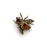 Victorian 18K Gold Citrine Diamond and Amber Bee Pin Kirsten's Corner