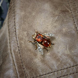 Victorian 18K Gold Citrine Diamond and Amber Bee Pin Kirsten's Corner