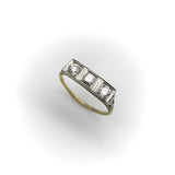 Edwardian Three-Stone Old European Diamond Ring in 14K Gold and Platinum RING Kirsten's Corner