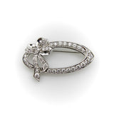 Mid-Century 14K White Gold Diamond Oval Bow Pin Brooches, Pins Kirsten's Corner