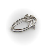 Mid-Century 14K White Gold Diamond Oval Bow Pin Brooches, Pins Kirsten's Corner