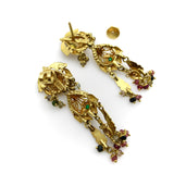 Vintage 22K Gold Indian Chandelier Earrings with Peridot, Emerald and Tourmaline Kirsten's Corner Jewelry